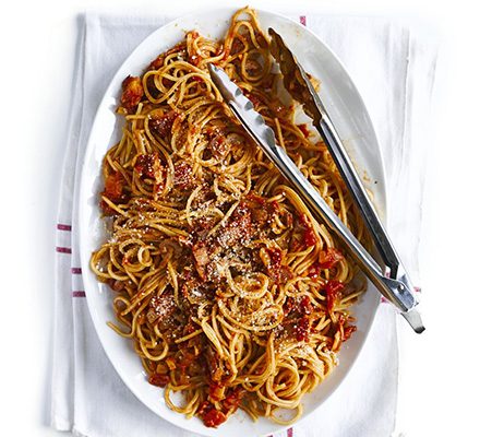 https://www.pontalo.net - Super smoky bacon & tomato spaghetti