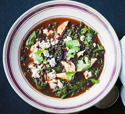 https://www.pontalo.net - Spiced black bean & chicken soup with kale