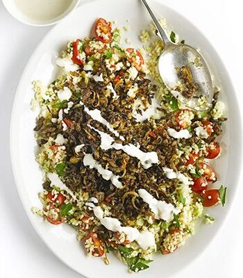 https://www.pontalo.net - Spiced lamb with bulgur & tahini dressing