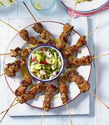 https://www.pontalo.net - Spring lamb skewers with lightly pickled allotment salad