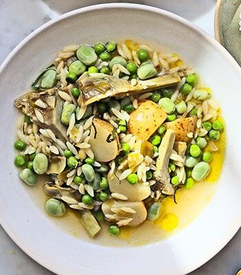 https://www.pontalo.net - Spring vegetable orzo with broad beans