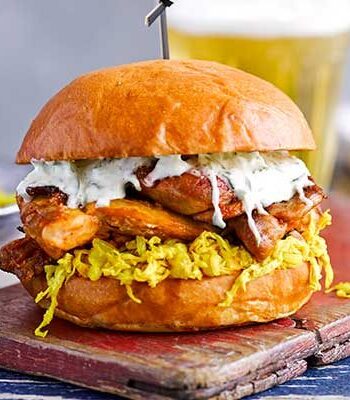 https://www.pontalo.net - Sriracha-glazed chicken burger & pickled cabbage