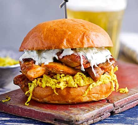 https://www.pontalo.net - Sriracha-glazed chicken burger & pickled cabbage