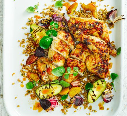 https://www.pontalo.net - Sticky citrus chicken with griddled avocado & beet salad