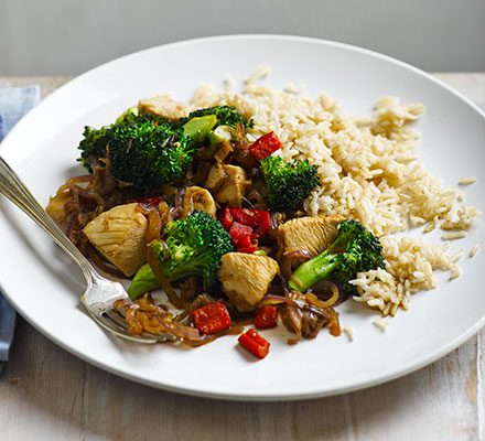 https://www.pontalo.net - Stir-fried chicken with broccoli & brown rice