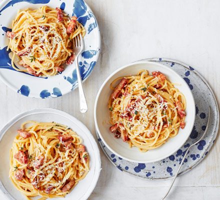 https://www.pontalo.net - Swede & pancetta spaghetti