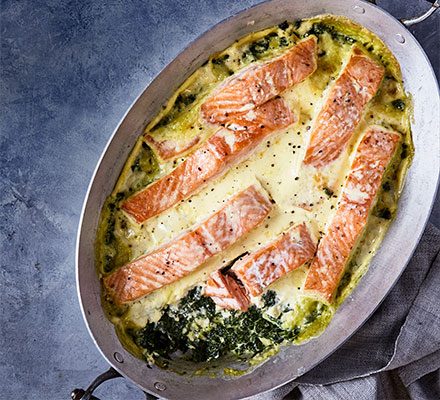 https://www.pontalo.net - Smoked salmon & spinach gratin