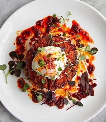 https://www.pontalo.net - Sweet potato cakes with poached eggs