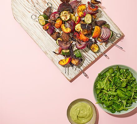 https://www.pontalo.net - Vegan kebabs with avocado dressing