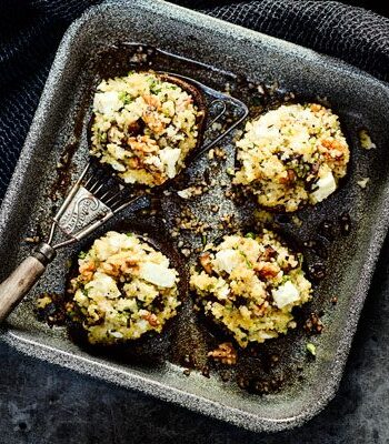 https://www.pontalo.net - Feta-stuffed mushrooms with mustard slaw