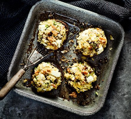 https://www.pontalo.net - Feta-stuffed mushrooms with mustard slaw