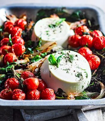 https://www.pontalo.net - Whole baked ricotta with lentils & roasted cherry tomatoes