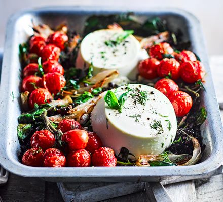 https://www.pontalo.net - Whole baked ricotta with lentils & roasted cherry tomatoes