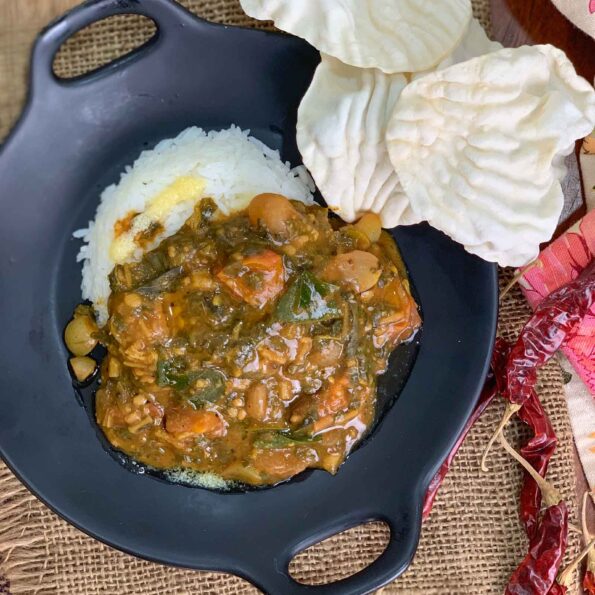 https://www.pontalo.net - Thandu Keerai Sambar Recipe - Amaranth Greens Sambar Recipe