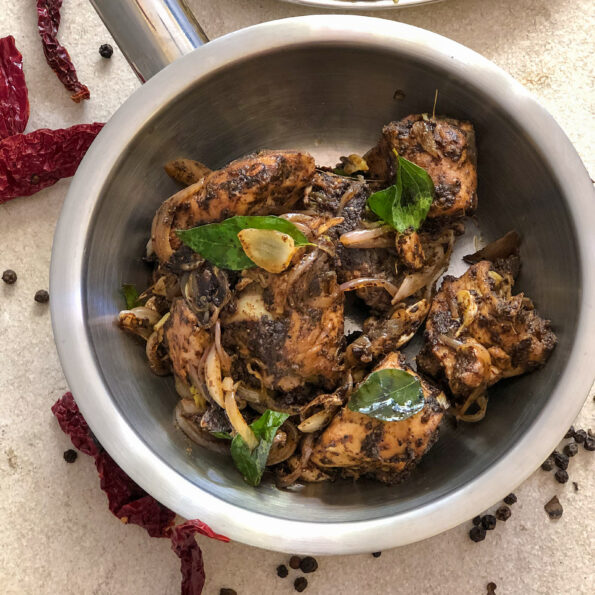 https://www.pontalo.net - Andhra Pepper Chicken Recipe - Dry Restaurant Style Pepper Chicken