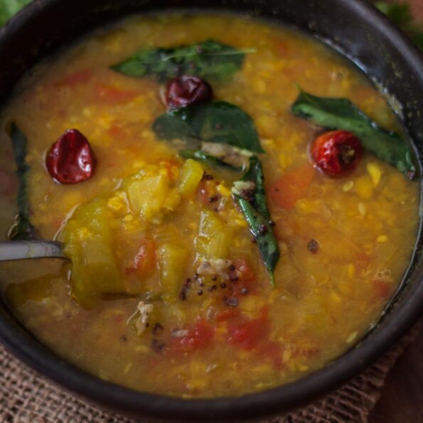 https://www.pontalo.net - Andhra Style Beerakaya Pappu Recipe (Ridge Gourd Dal Recipe)