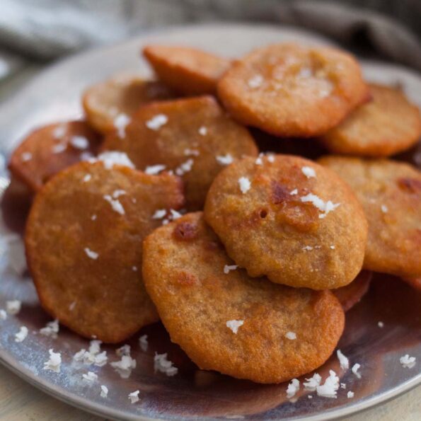 https://www.pontalo.net - Assamese Style Ghila Pitha Recipe (Sweetened Rice Fritters Recipe)