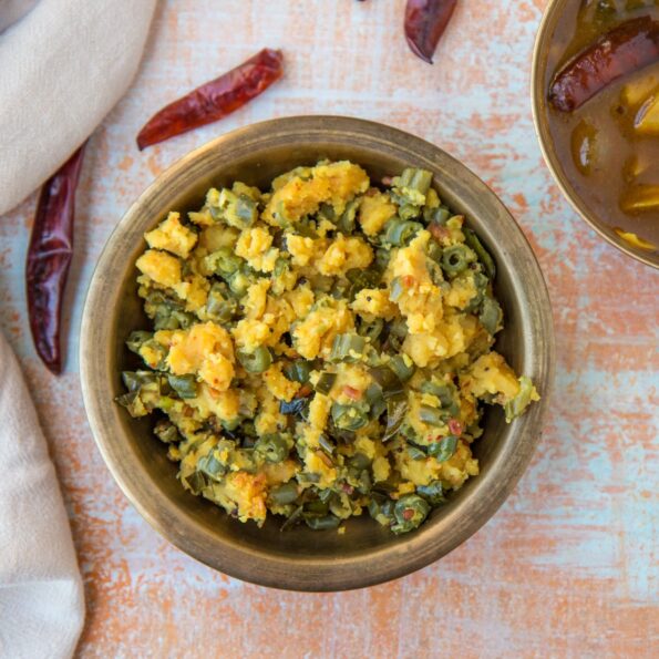 https://www.pontalo.net - Green Beans Paruppu Usili Recipe - Iyengar Style