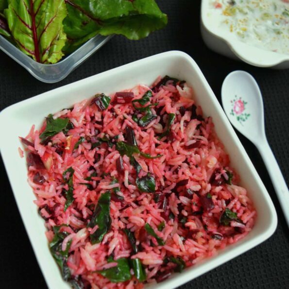 https://www.pontalo.net - Beetroot Greens Rice Recipe