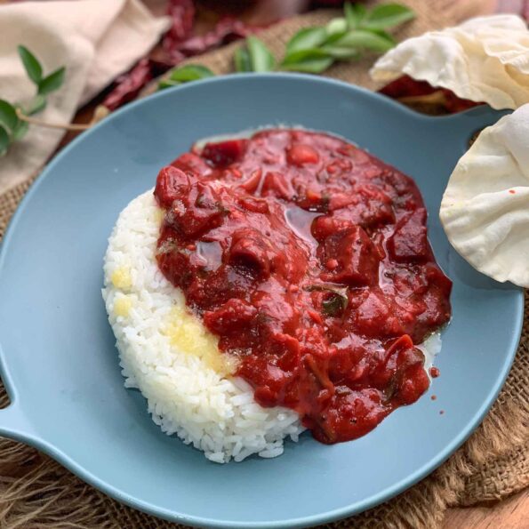 https://www.pontalo.net - Beetroot Sambar Recipe - Tangy Beetroot Lentil Curry