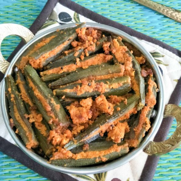 https://www.pontalo.net - Bharli Bhendi Recipe - Maharashtrian Style Stuffed Bhindi