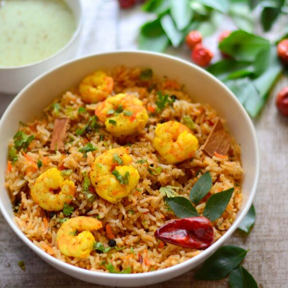 https://www.pontalo.net - Chettinad Style Prawn Biryani Recipe