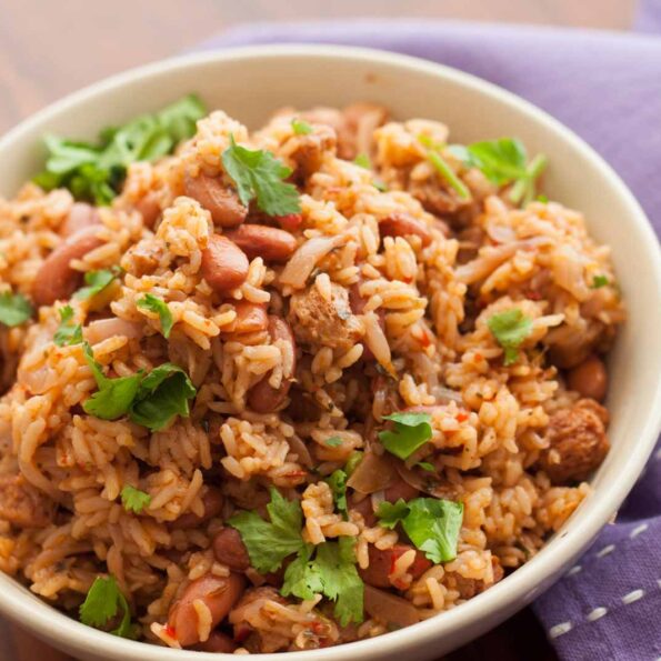 https://www.pontalo.net - Cajun Kidney beans Rice With Soya Chunks Recipe