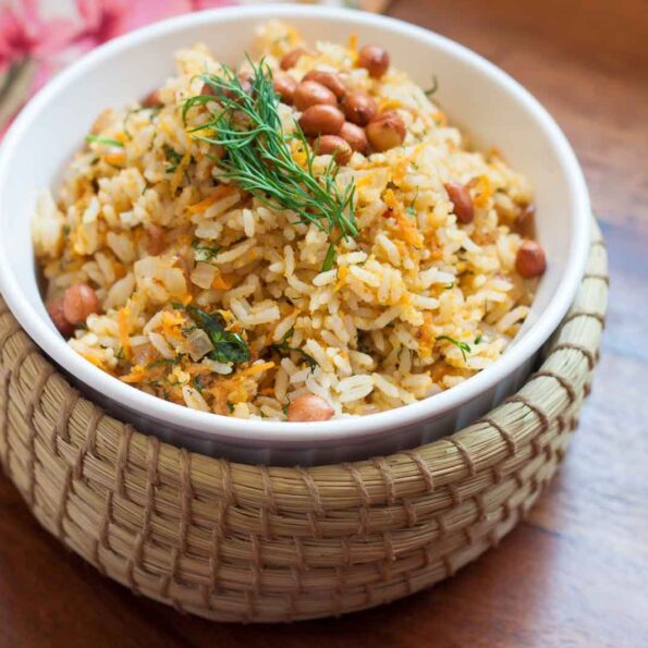 https://www.pontalo.net - Carrots Dill and Peanut Sadam - South Indian Style Stir Fried Rice