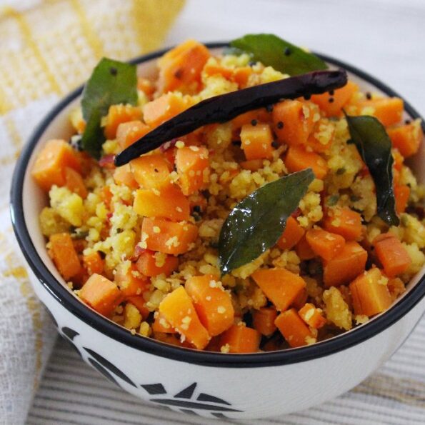 https://www.pontalo.net - Carrot Paruppu Usili Recipe - Steamed Lentils Crumbled With Carrots