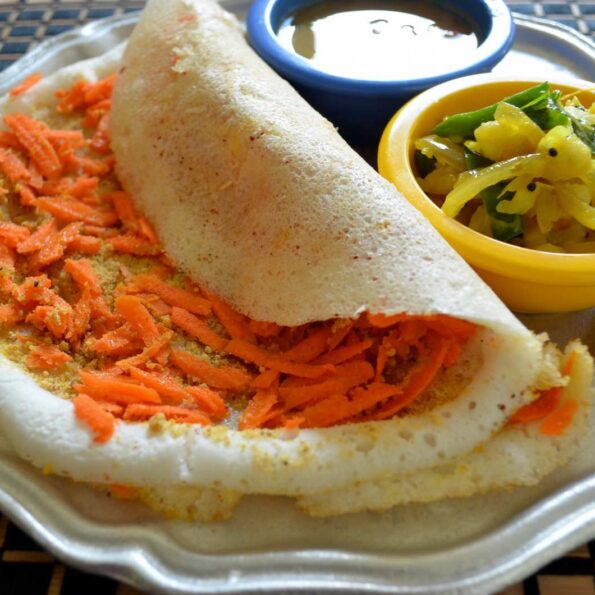 https://www.pontalo.net - Carrot Podi Dosa Recipe