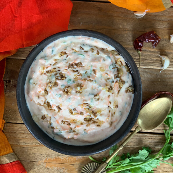 https://www.pontalo.net - Carrot Tadka Raita Recipe- Crunchy Grated Carrot In Yogurt