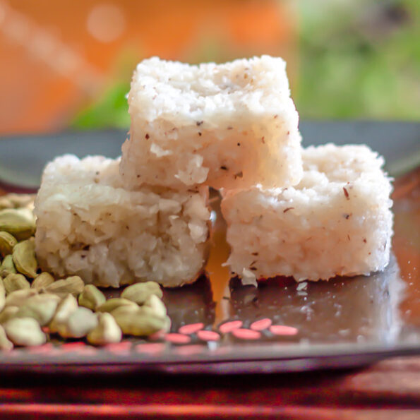 https://www.pontalo.net - Coconut Burfi Recipe - Kopra Pak/ Fresh Coconut Fudge