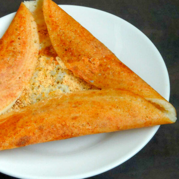 https://www.pontalo.net - Foxtail Millet Podi Dosa Recipe