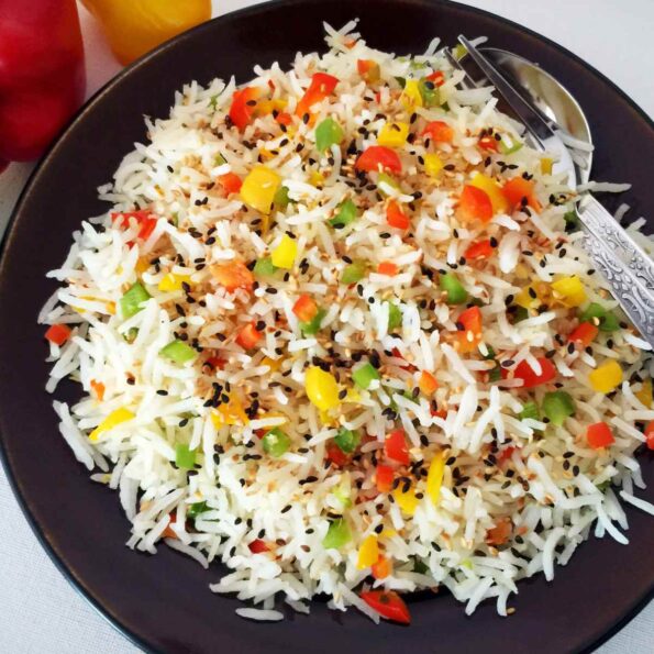 https://www.pontalo.net - अदरक शिमला मिर्च चावल रेसिपी - Crunchy Ginger Capsicum Rice Recipe