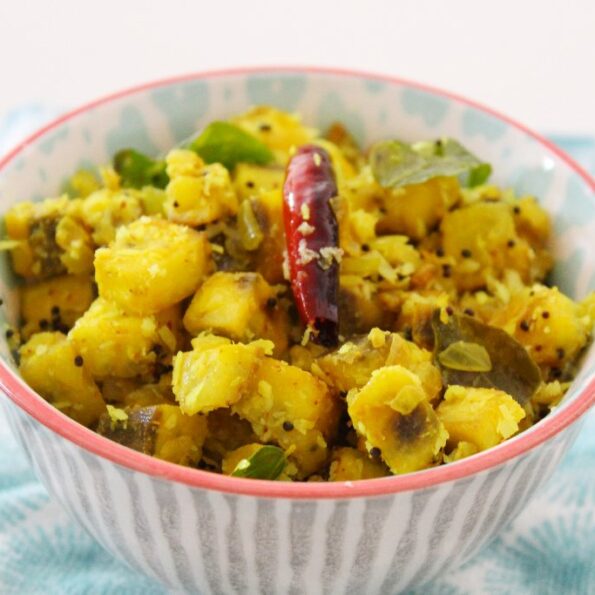 https://www.pontalo.net - Goan Raw Banana Sabzi Recipe