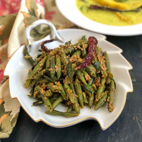 https://www.pontalo.net - Green Beans Poriyal Recipe With Peanuts & Sesame Recipe