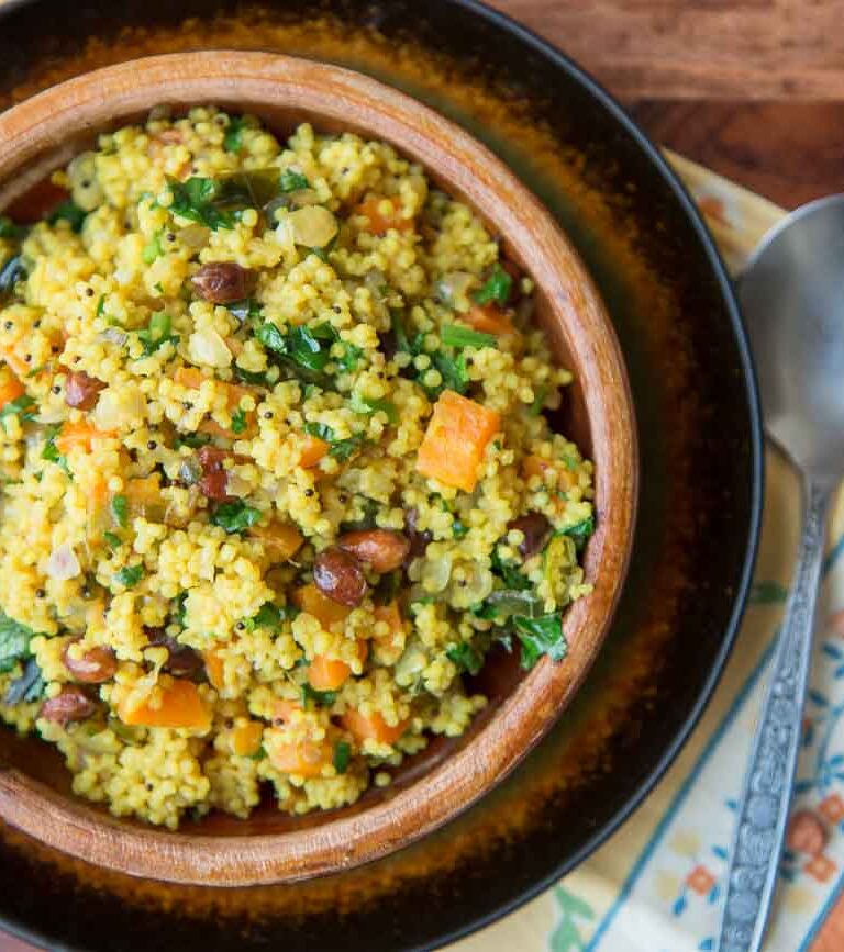 https://www.pontalo.net - Foxtail Millet Lemon Rice Recipe-Elumichai Thenai