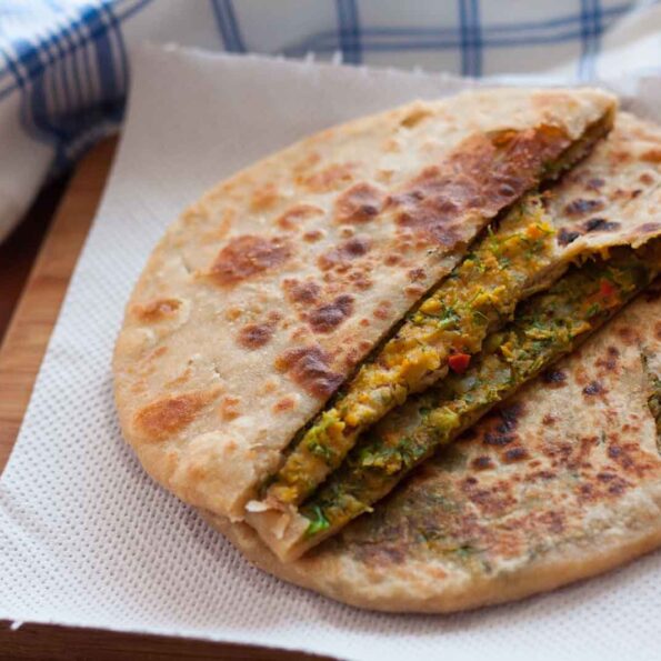 https://www.pontalo.net - High Protein Broccoli and Dill Stuffed Paratha Recipe