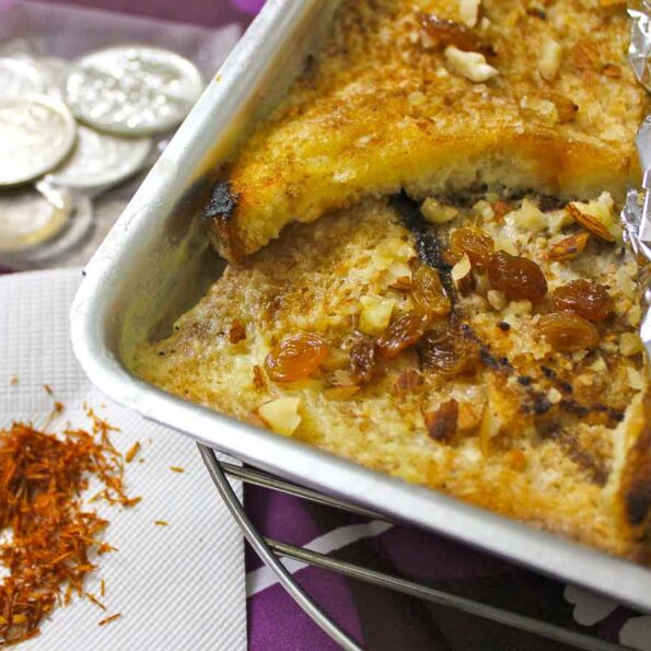 https://www.pontalo.net - Hyderabadi Double Ka Meetha Recipe (Traditional Indian Bread Pudding)