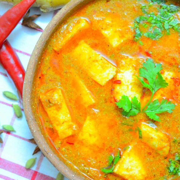 https://www.pontalo.net - कश्मीरी वेठ चमन रेसिपी - Paneer in Yogurt Tomato Curry (Recipe In Hindi)