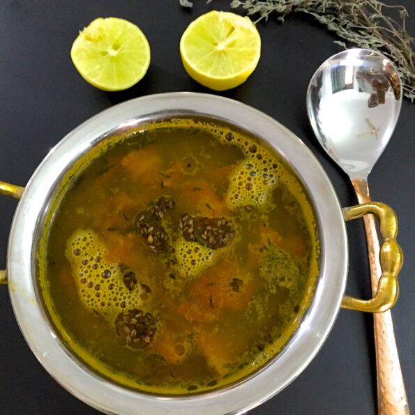 https://www.pontalo.net - Lemon Thyme Rasam Recipe