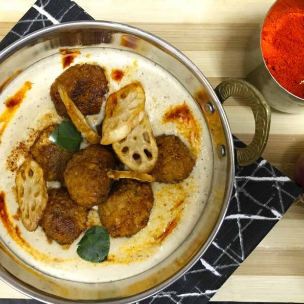 https://www.pontalo.net - Lotus Stem Koftas in Silky Gravy Recipe