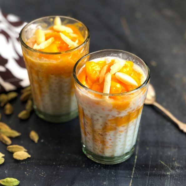 https://www.pontalo.net - Mango Sago Kheer Recipe - Sabudana Kheer With Mangoes