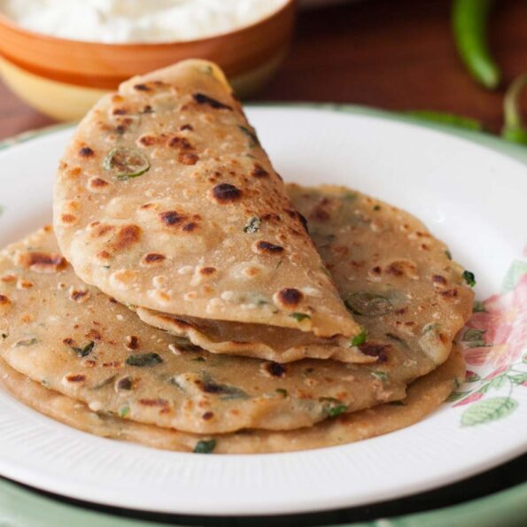 https://www.pontalo.net - Methi Thalipeeth Recipe (Fresh Fenugreek Leaves Flat Bread)