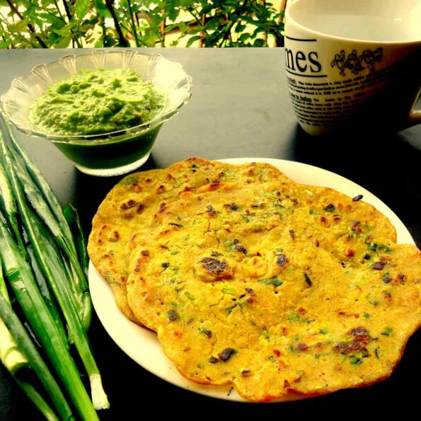 https://www.pontalo.net - Mixed Flour And Spring Onion Cheela Recipe