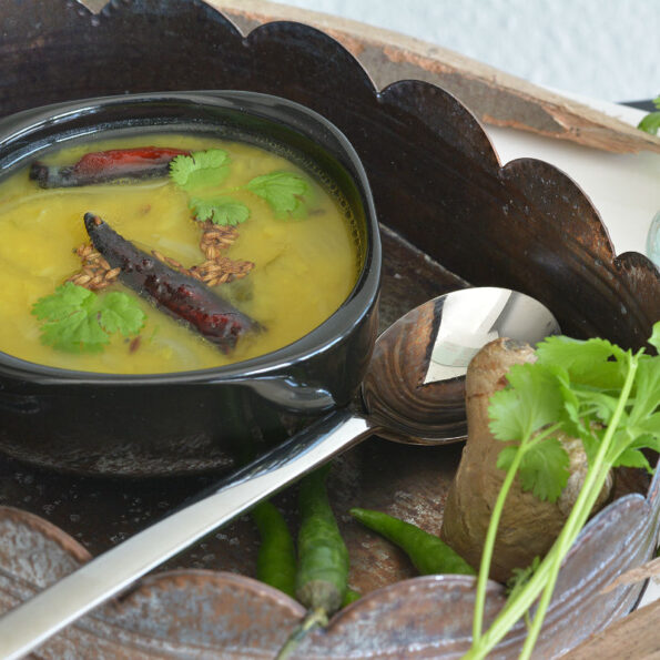 https://www.pontalo.net - Moong Dal Rasam/Pesara Pappu Charu Recipe (Lemon Infused Indian Lentil Soup)