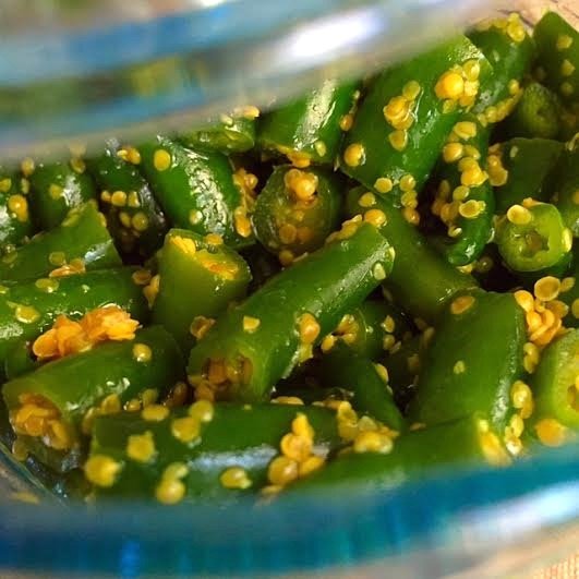 https://www.pontalo.net - Mustard Green Chilli Pickle Recipe