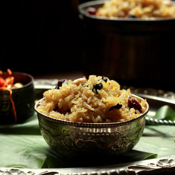 https://www.pontalo.net - Maharashtrian Narali Bhaat Recipe (Sweetened Coconut Rice)