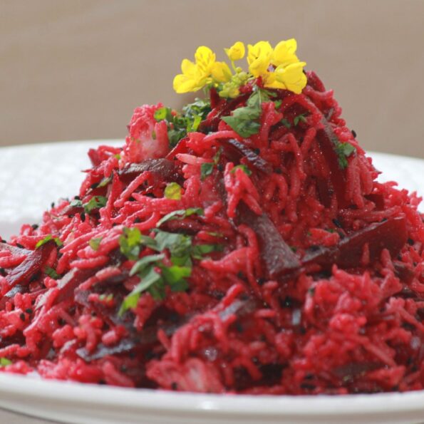 https://www.pontalo.net - Nigella Seed Beetroot Rice Recipe