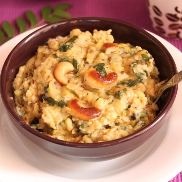 https://www.pontalo.net - Oats And Spinach Pongal Recipe